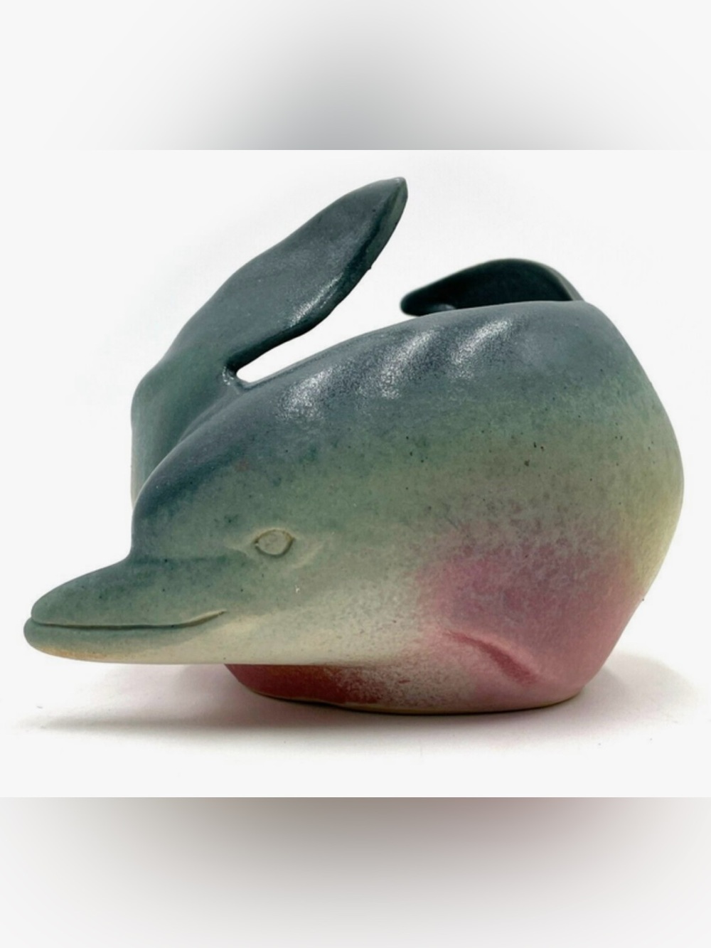 Vintage Green-Blue to Pink Dolphin Vase